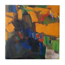 4.25 inch square tile with abstract design