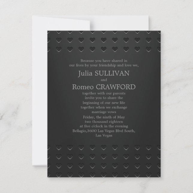 4.25" x 5.5"   Black Elegant Modern Simple Plain Invitation (Front)