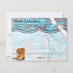 4.25x5.5 Advice Card Blue Wood Barn Door Boots