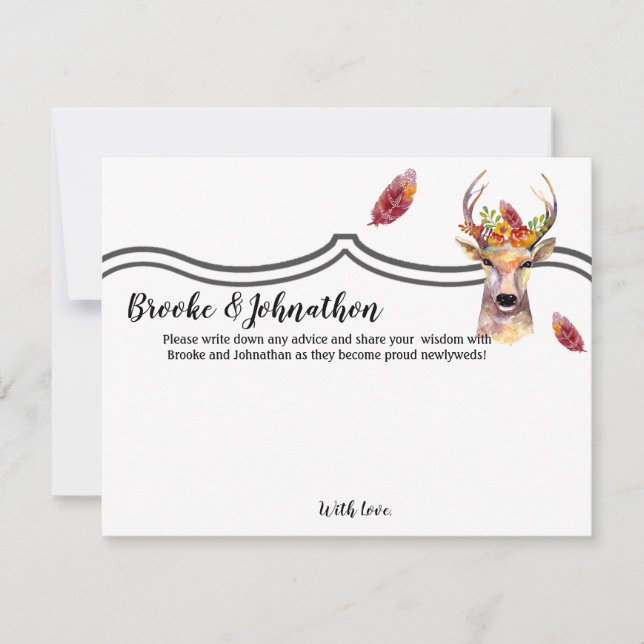 4.25x5.5 Advice Card boho deer Buck Head Browning (Front)