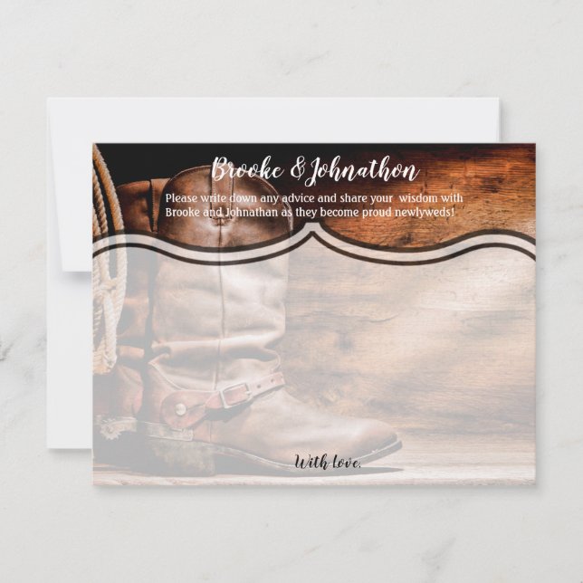 4.25x5.5 Advice Card Cowboy Boots Barn Wood Rustic (Front)