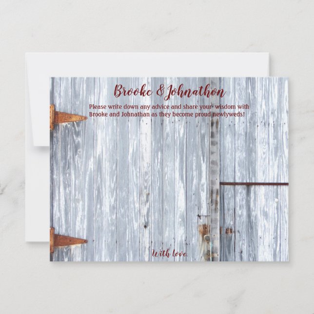 4.25x5.5 Advice Card White Wash Wood Barn Door Cou (Front)