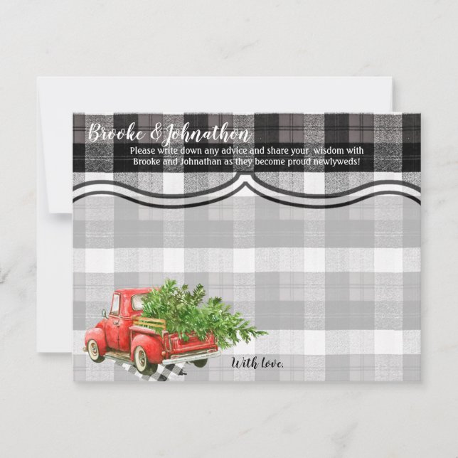 4.25x5.5 Advice Card XMAS Truck Baffalo Plaid Blac (Front)