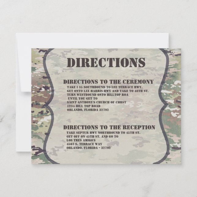 4.25x5.5 Direction Card Army Air Force  OCP Camo (Front)