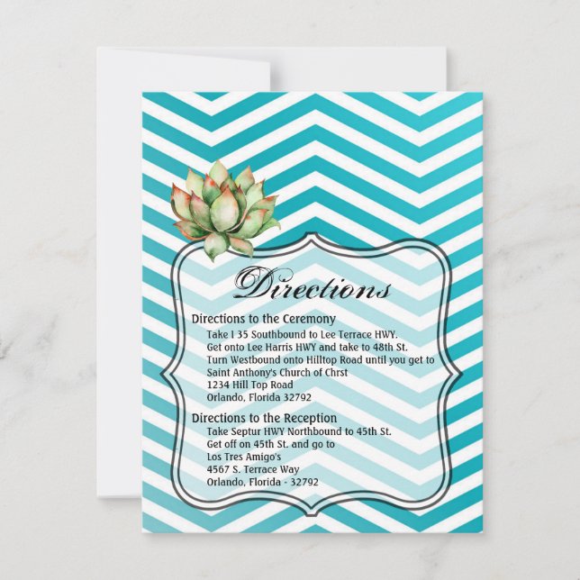 4.25x5.5 Direction Card Boho Cacti Cactus Succulen (Front)