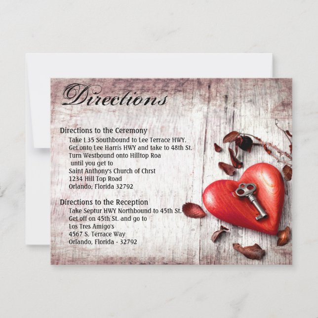 4.25x5.5 Direction Card Country Wood Key to my Hea (Front)