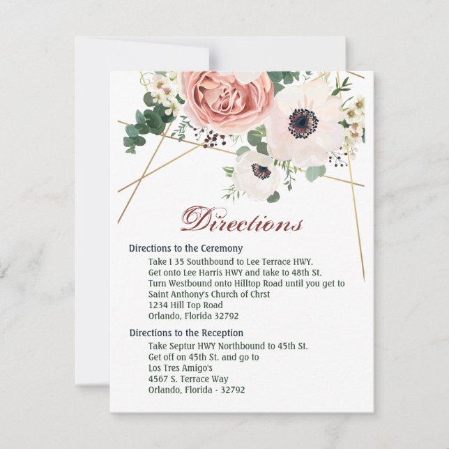 4.25x5.5 Direction Card Geometric Garden Rose Anem (Front)