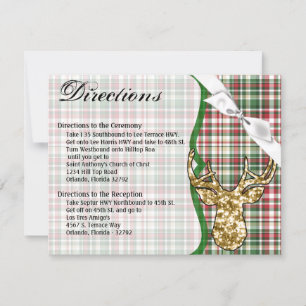 4.25x5.5 Direction Card Gold Glitter Reindeer Plai