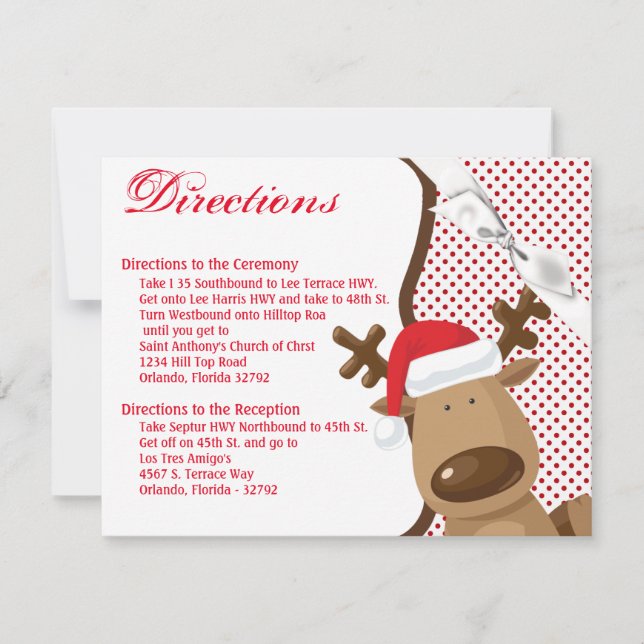 4.25x5.5 Direction Card Reindeer Christmas XMAS Po (Front)