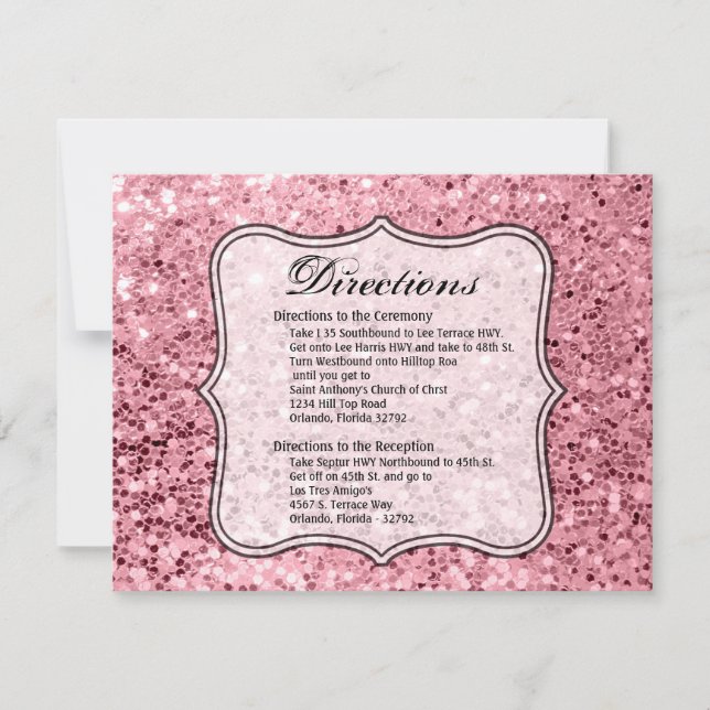 4.25x5.5 Direction Card Rose Gold Glitter (Front)