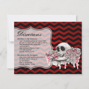 4.25x5.5 Direction Card skull Rose Gothic Chevron