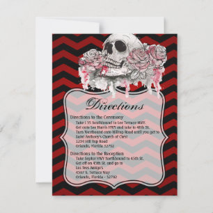4.25x5.5 Direction Card skull Rose Gothic Chevron