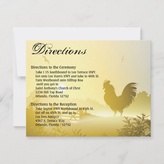 4.25x5.5 Direction Card Sunny Morning Farm Country (Front)