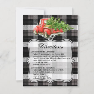 4.25x5.5 Direction Card XMAS Truck Buffalo Plaid C