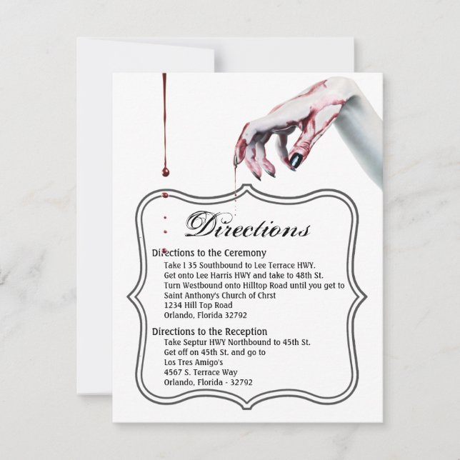 4.25x5.5 Direction Cardv v zombie blood drip vampi Invitation (Front)