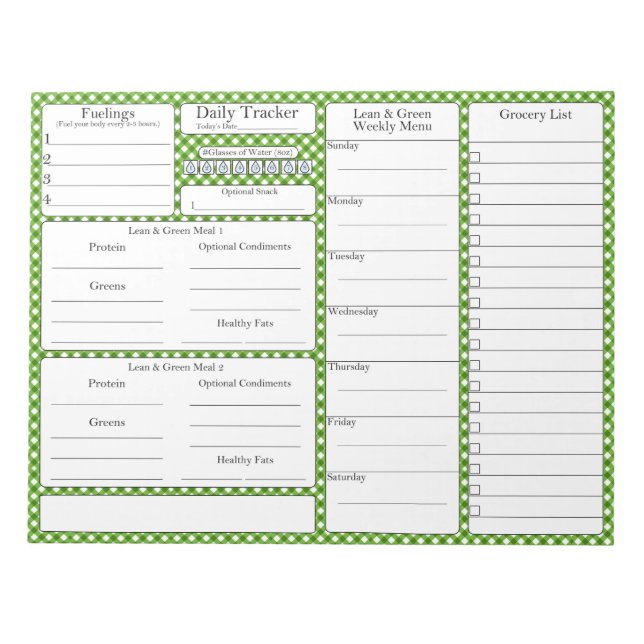 4-2-1 Meal Tracker | Planner | Grocery List Notepad (Front)