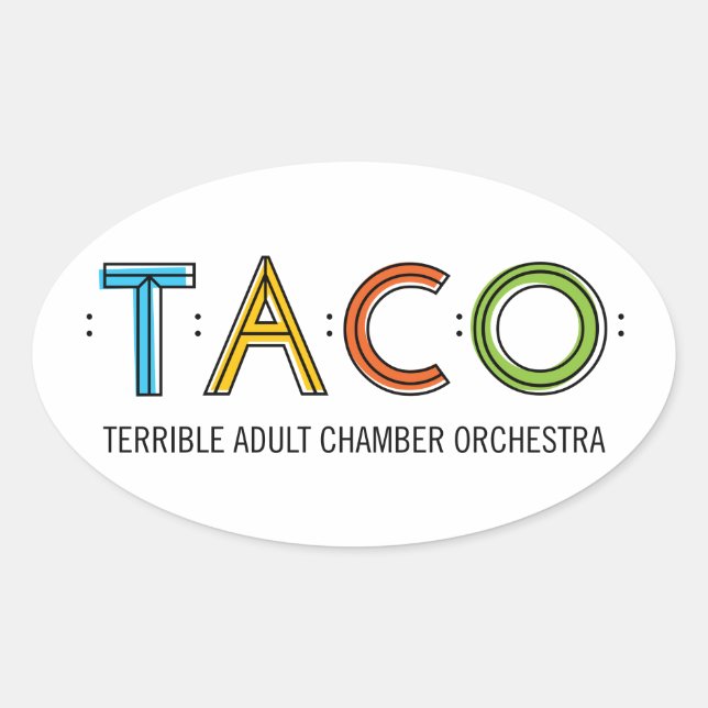 4.5" x 2.7" Oval TACO Stickers (4), Glossy (Front)