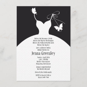 4.5 x 6.25" B/W Elegant Bridal Shower Invitation