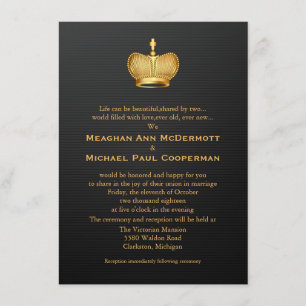 4.5" x 6.25" Gold Royal Queen Crown Wedding Invitation