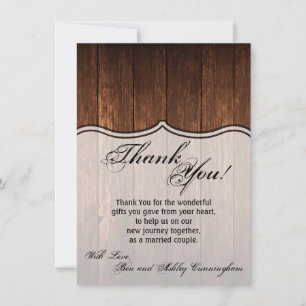 4.5x6.25 Thank You Card Barn Wood Country Rustic