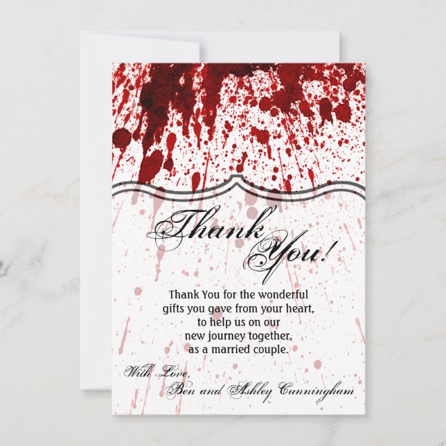 4.5x6.25 Thank You Card Blood Splatter Vampire Got (Front)