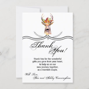 4.5x6.25 Thank You Card boho deer Buck Head Browni
