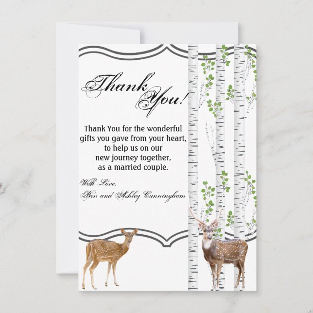 4.5x6.25 Thank You Card Deer Doe Woodland Buck (Front)