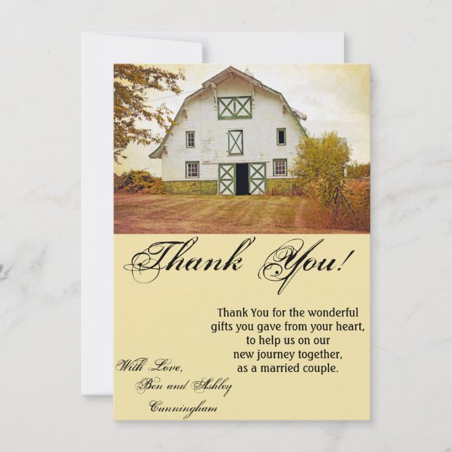 4.5x6.25 Thank You Card Sunset Barn Country Rustic (Front)