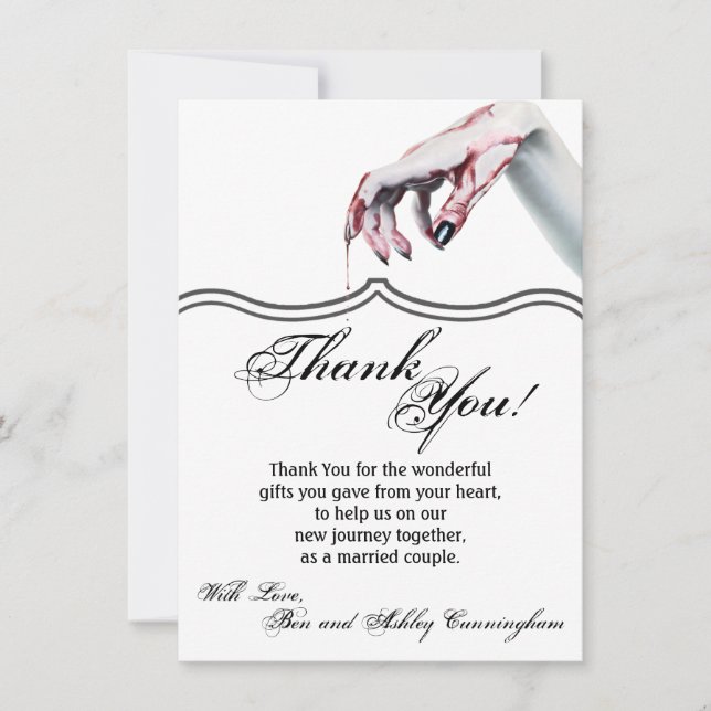 4.5x6.25 Thank You Card zombie blood drip vampire (Front)