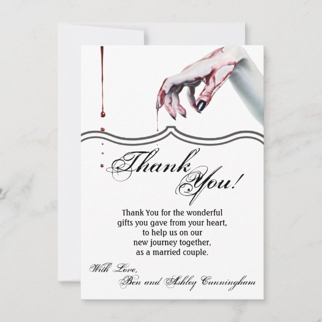 4.5x6.25 Thank You Card zombie blood drip vampire (Front)