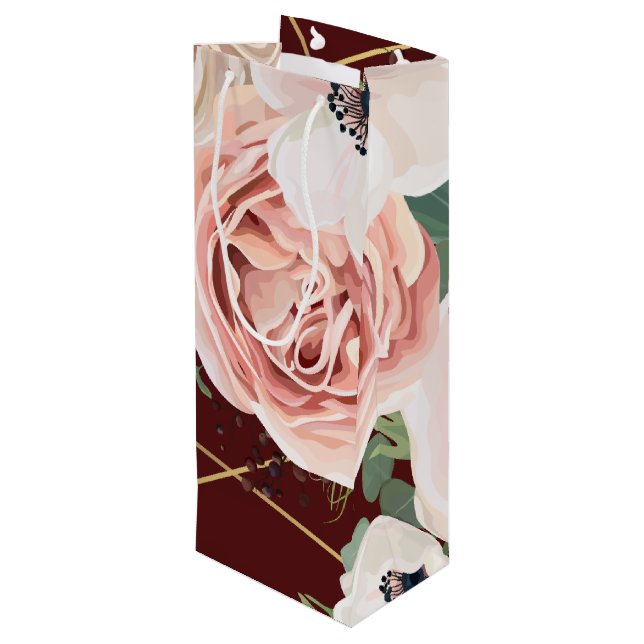 4.75lx4wx13h Wine Gift Bag Geometric Garden Wine (Back Angled)