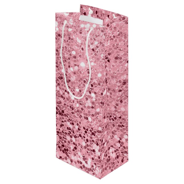 4.75lx4wx13h Wine Gift Bag Rose Gold Glitter (Back Angled)