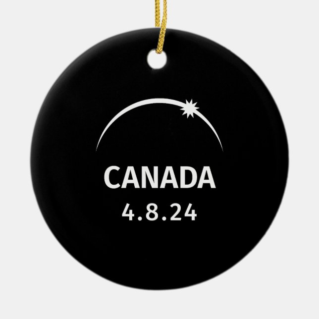 4.8.24 Solar Eclipse Canada Ceramic Tree Decoration (Front)