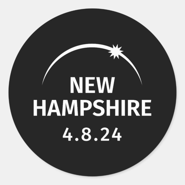 4.8.24 Solar Eclipse New Hampshire  Classic Round Sticker (Front)