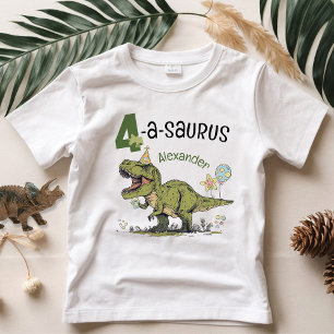 4-a-saurus Cute Dinosaur Name 4th Birthday Party  Toddler T-Shirt