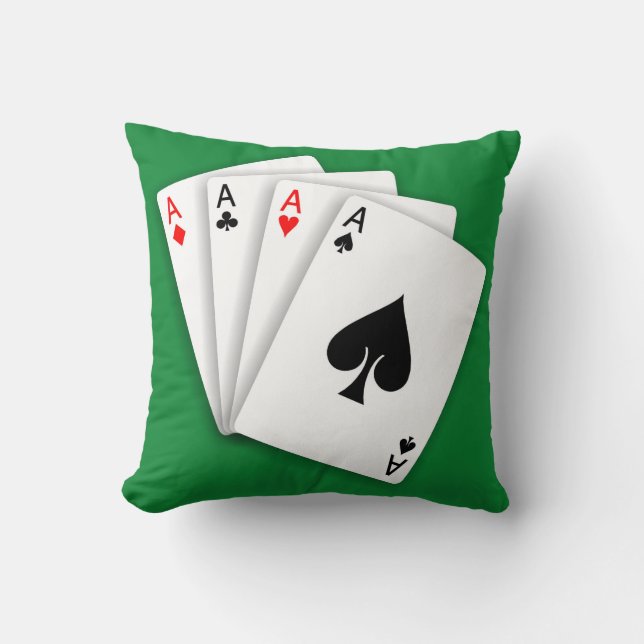 4 Aces Throw Pillow (Front)