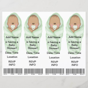 4 Baby Shower Invitations - Bookmark Favours