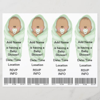 4  Baby Shower Invitations - Bookmark Favours