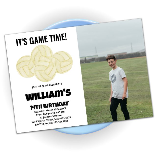 4 Balls Volleyball Birthday Invitations with photo (Creator Uploaded)