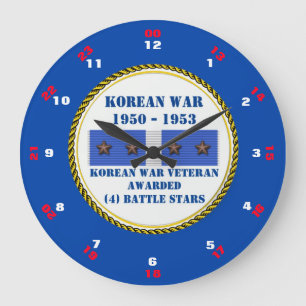 4 BATTLE STARS KOREAN WAR VETERAN LARGE CLOCK