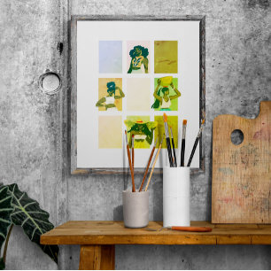 4 Beautiful Black Ladies Artisic grunge style Poster