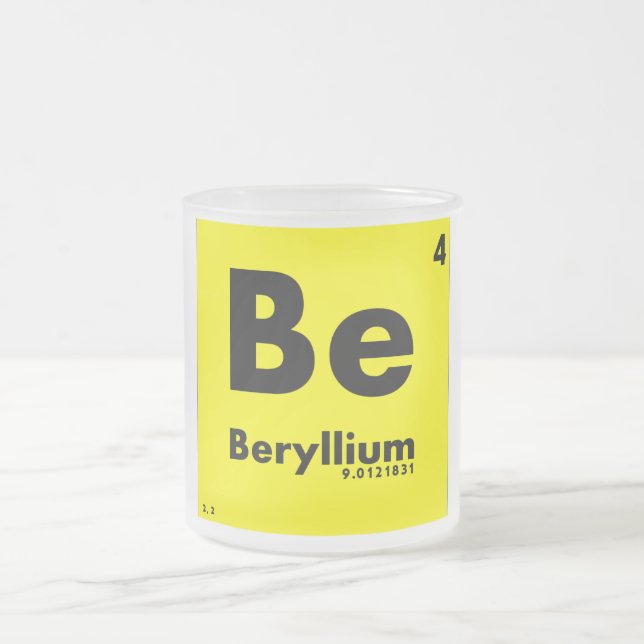 4 Beryllium | Periodic Table of Elements Frosted Glass Coffee Mug (Center)