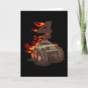 4 BIRTHDAY MONSTER TRUCK 4th Birthday Boy Truck Card