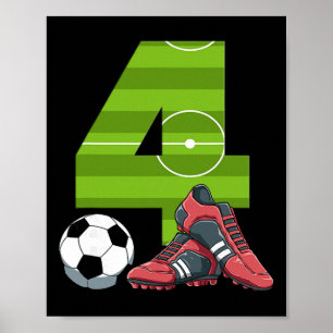 4 Birthday Soccer First Birthday Football Kids Poster