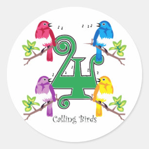 4 Calling Birds Classic Round Sticker