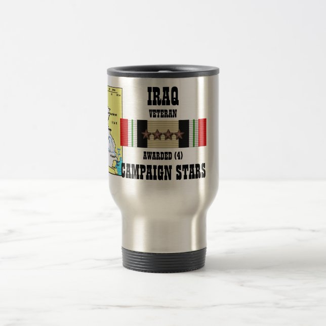 4 CAMPAIGN STARS IRAQ VETERAN TRAVEL MUG (Center)