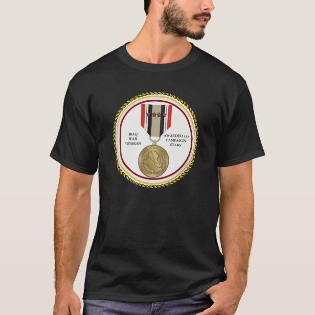 4 CAMPAIGN STARS IRAQ WAR VETERAN T-Shirt (Front)