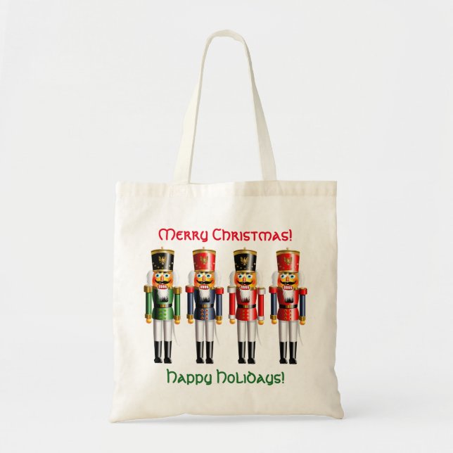 4 Christmas Nutcracker Toy Soldiers Tote Bag (Front)