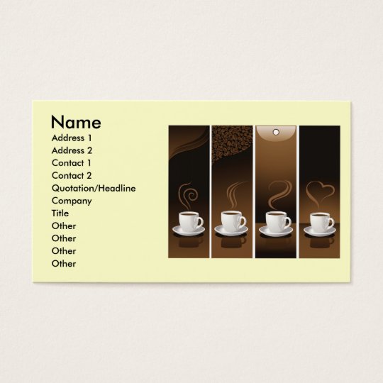 4 Coffee Cups in vector, Name, Address 1, Addre... Business Card