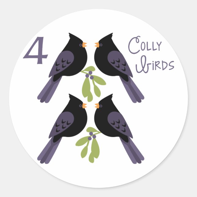 4 Colly Birds Classic Round Sticker (Front)